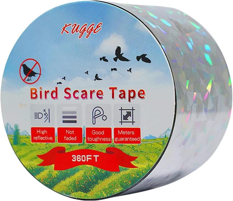 Kugge Bird Flash Tape (2in,360ft), Double Side Reflective Tape, Protect Your House, Garden, Orchard - Image 1