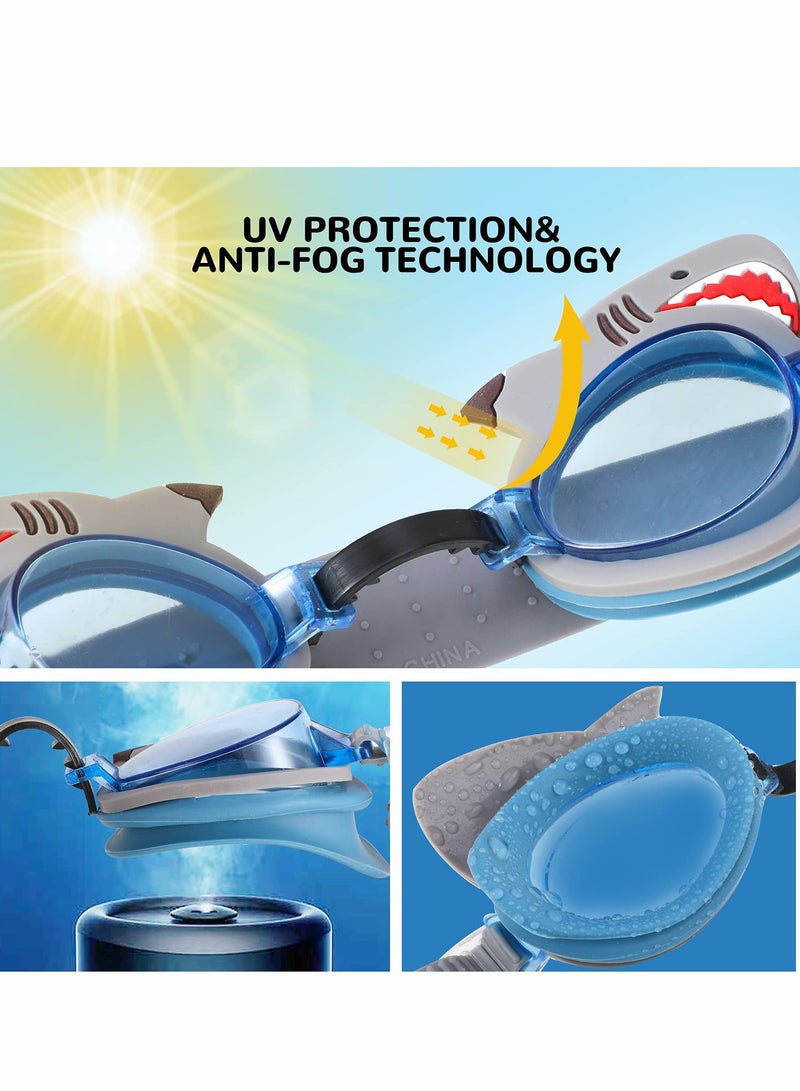 KASTWAVE Swim Goggles, Kids Swimming, with UV Protection and Anti-Fog No Leak, Adjustable Strap Flexible Nose Bridge Design Glasses for Children - Image 2