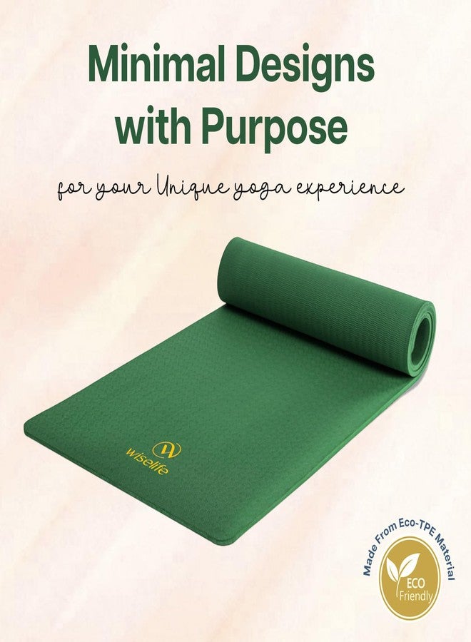 WiseLife Classic ECO TPE 10 MM Yoga Mat with Yoga Strap for Men & Women | Extra Thick, Long & Wide Non-Slip, Anti-Tear Exercise Mat for Home, Gym, Workout, Fitness, Yoga & Pilates (Green) - Image 4