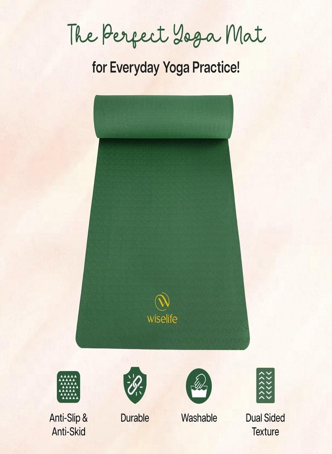 WiseLife Classic ECO TPE 10 MM Yoga Mat with Yoga Strap for Men & Women | Extra Thick, Long & Wide Non-Slip, Anti-Tear Exercise Mat for Home, Gym, Workout, Fitness, Yoga & Pilates (Green) - Image 5