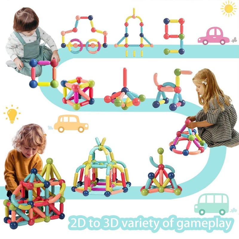 GGEROU Magnetic Balls And Rods Set Educational Magnet Building Sticks Blocks 3D Puzzle Toy For Kids Children Stacking Toys Puzzle Magnetic Blocks Creativity STEM Toys Gift For Kids Toddlers 42 Pcs - Image 5