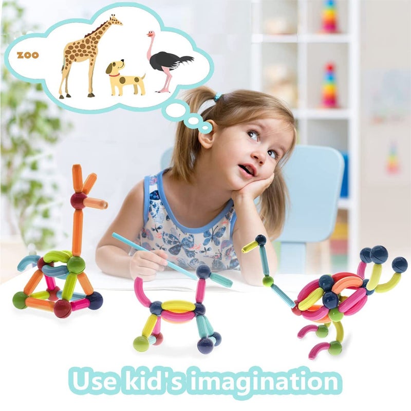 GGEROU Magnetic Balls And Rods Set Educational Magnet Building Sticks Blocks 3D Puzzle Toy For Kids Children Stacking Toys Puzzle Magnetic Blocks Creativity STEM Toys Gift For Kids Toddlers 42 Pcs - Image 2