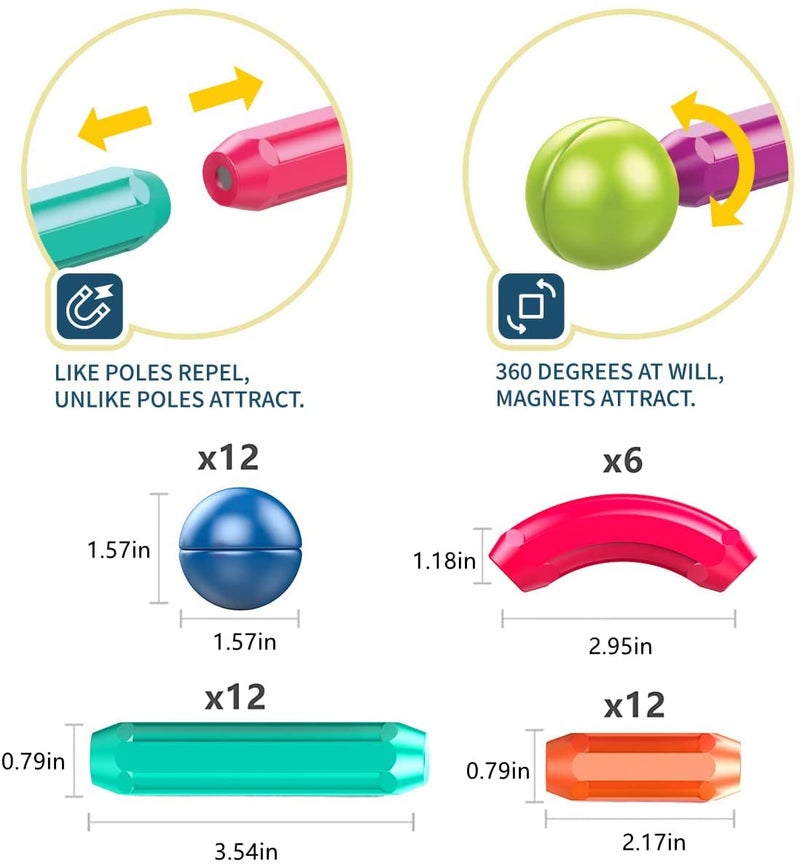 GGEROU Magnetic Balls And Rods Set Educational Magnet Building Sticks Blocks 3D Puzzle Toy For Kids Children Stacking Toys Puzzle Magnetic Blocks Creativity STEM Toys Gift For Kids Toddlers 42 Pcs - Image 4