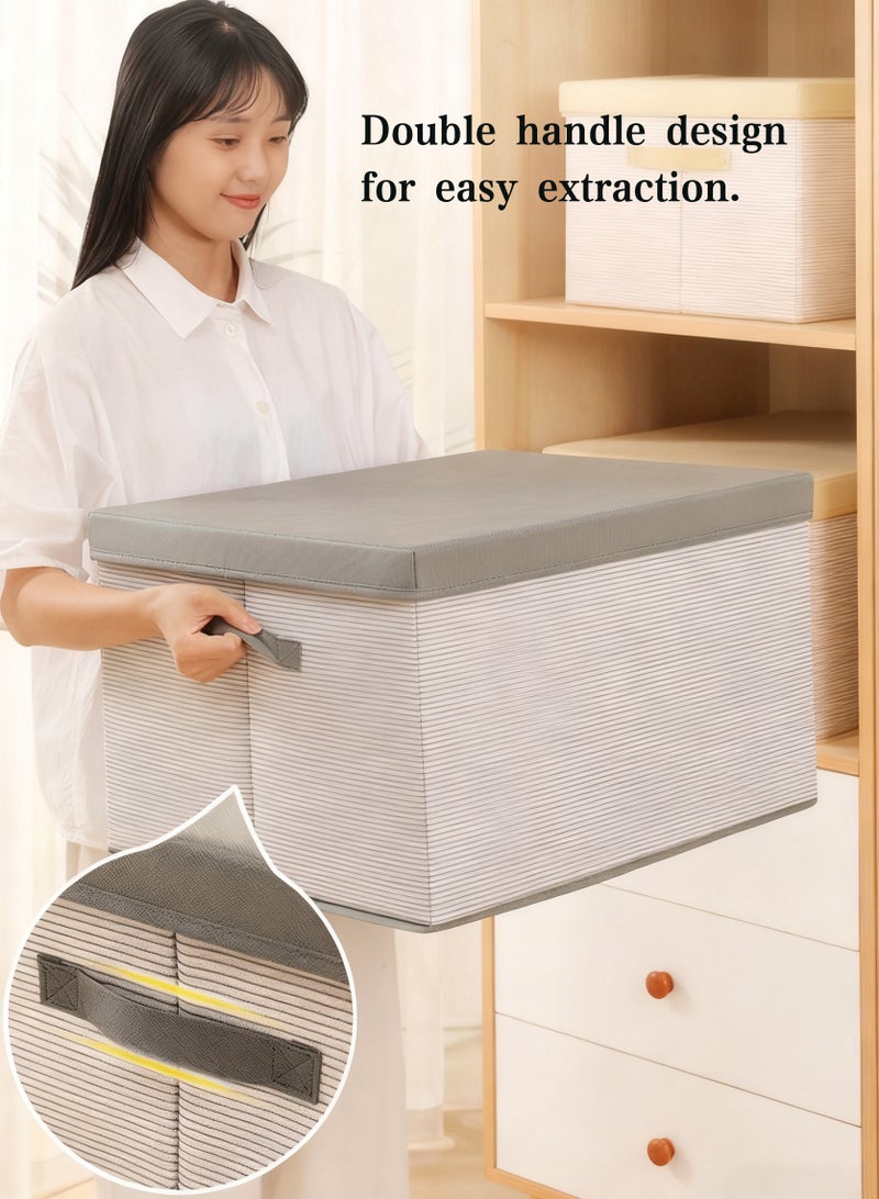 روعة صناديق مكعبات كبيرة الحجم (40x30x25 سم) مع مقابض لتخزين وتنظيم الملابس والألعاب والكتب والألعاب قابلة للغسل وقابلة للطي وقابلة للإزالة للمكتب المنزلي - Image 5