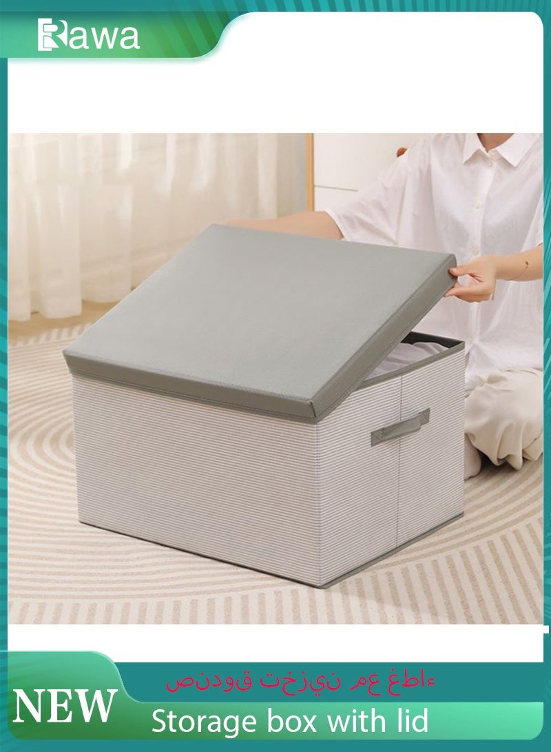 روعة صناديق مكعبات كبيرة الحجم (40x30x25 سم) مع مقابض لتخزين وتنظيم الملابس والألعاب والكتب والألعاب قابلة للغسل وقابلة للطي وقابلة للإزالة للمكتب المنزلي - Image 1