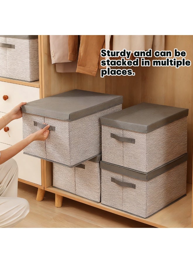 روعة صناديق مكعبات كبيرة الحجم (40x30x25 سم) مع مقابض لتخزين وتنظيم الملابس والألعاب والكتب والألعاب قابلة للغسل وقابلة للطي وقابلة للإزالة للمكتب المنزلي - Image 4
