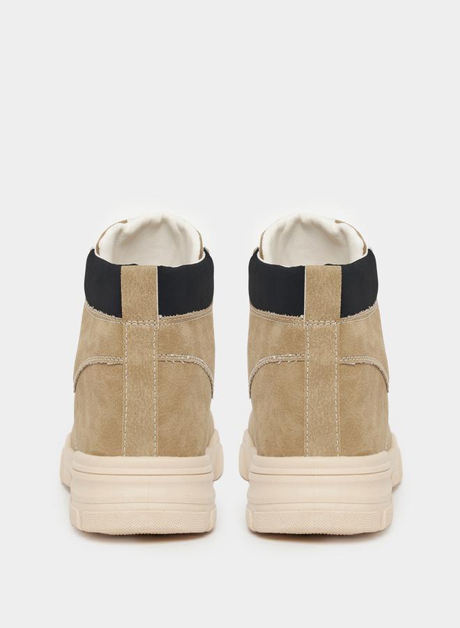 Styli Textured Stitch Detail Lace Up Ankle Boots  - Image 3