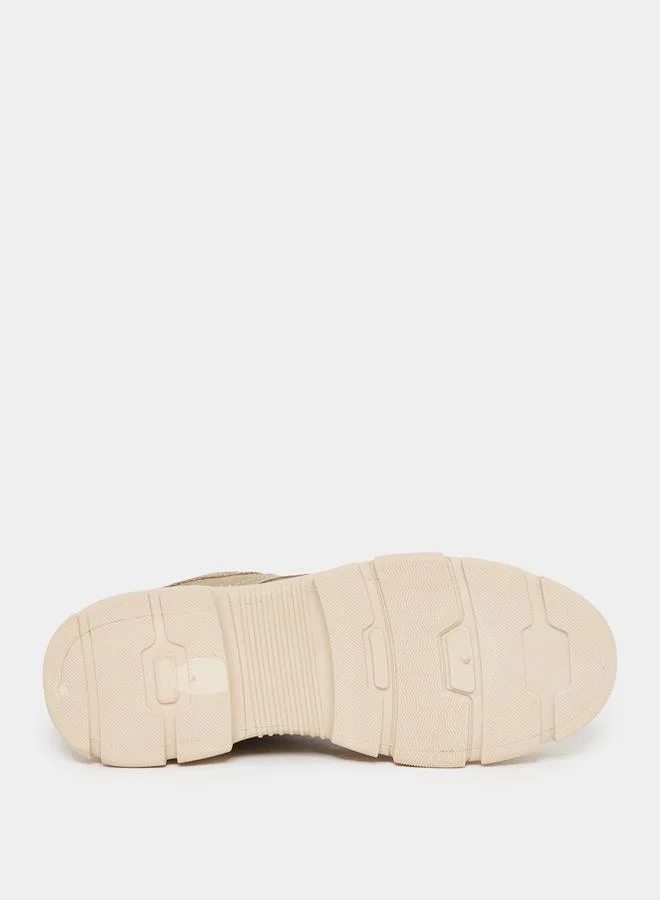 Styli Textured Stitch Detail Lace Up Ankle Boots