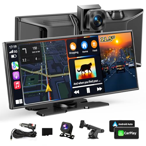 M CARKUMI Largest 11.5" Portable Carplay Screen for Car, 4K Wireless Car Play & Android Auto, Upgrade Touchscreen with Dash Cam, App Control/Loop Recording/Backup Camera/Mirror Link/GPS/FM for All Vehicles - Image 3