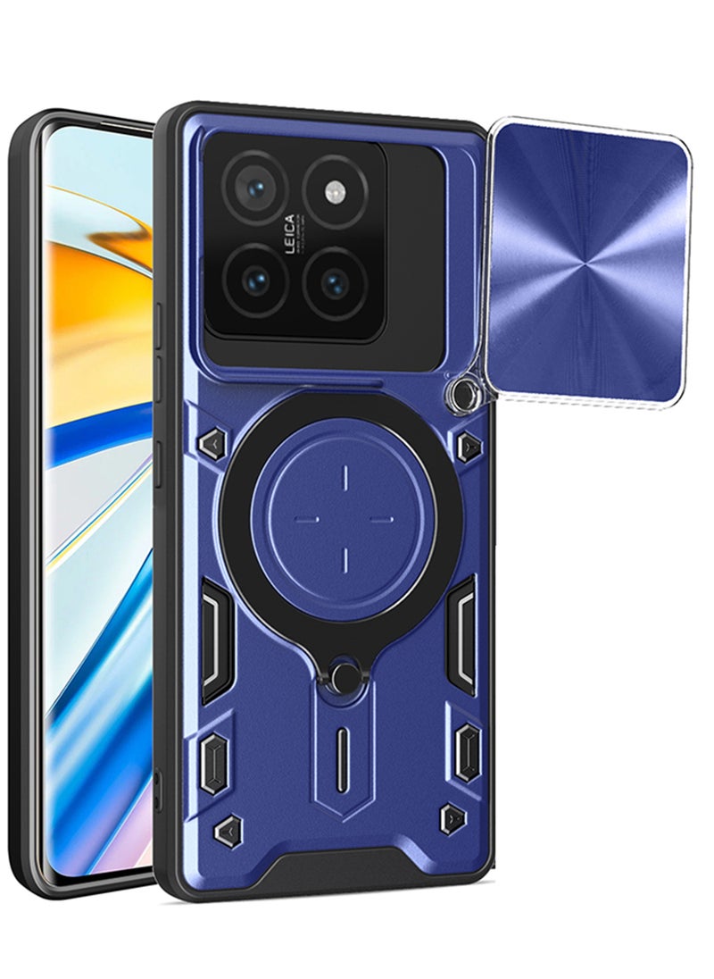 Generic - Case for Xiaomi 14T 5G with Sliding Camera Cover, Kickstand, PC+TPU Dual-Layer,Blue - Image 1