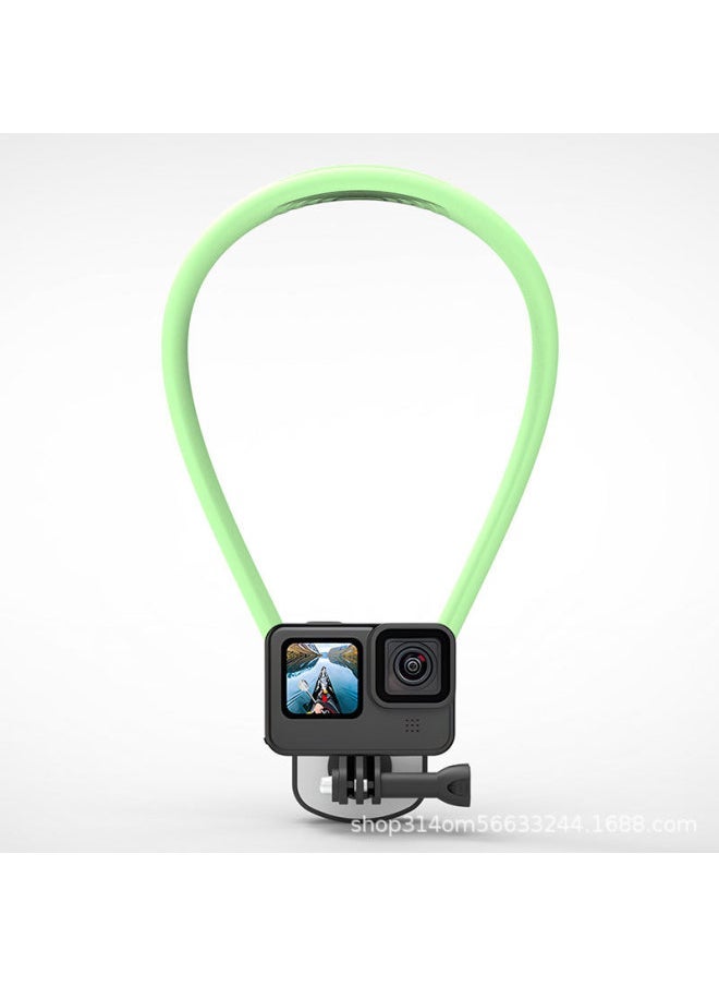 Hanging Neck Mobile Phone Magnetic Bracket First Viewing Angle Shooting Live Riding Mountaineering Fishing Outdoor Sports Camera Accessories-Color:Camera Hanging Neck Stand Green - Image 1