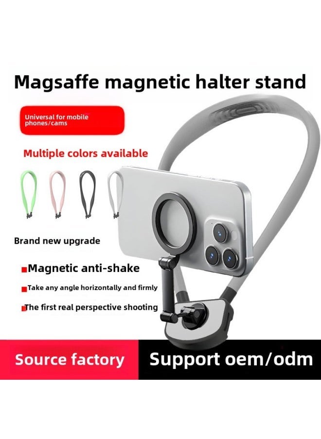 Hanging Neck Mobile Phone Magnetic Bracket First Viewing Angle Shooting Live Riding Mountaineering Fishing Outdoor Sports Camera Accessories-Color:Camera Hanging Neck Stand Green - Image 2