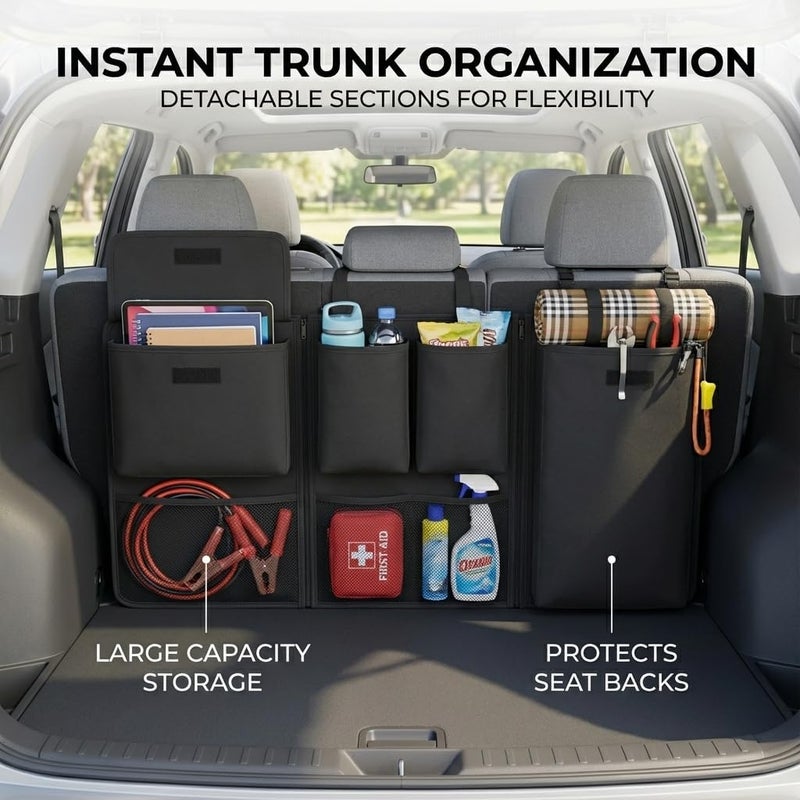 QWORK Car Trunk Organizer Bag - Waterproof, Large Capacity, Multi-Pocket Storage for SUV, Hatchback, Van - Image 3