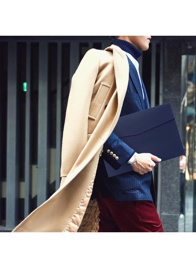 حافظة ملفات، حافظة مستندات A4 من الجلد الصناعي، منظم ملفات، ظرف حفظ، حافظة للأجهزة اللوحية، مزودة بإغلاق مغناطيسي، مناسبة للمنزل والمدرسة والمكتب، لون أزرق داكن - Image 3