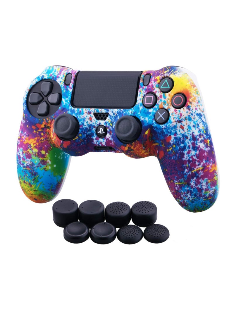 كينسو غطاء سيليكون مموه بالطباعة المائية لجهاز التحكم Sony PS4/Slim/Pro Dualshock 4 × 1 (طلاء مرشوش) مع مقابض إبهام × 8. - Image 1