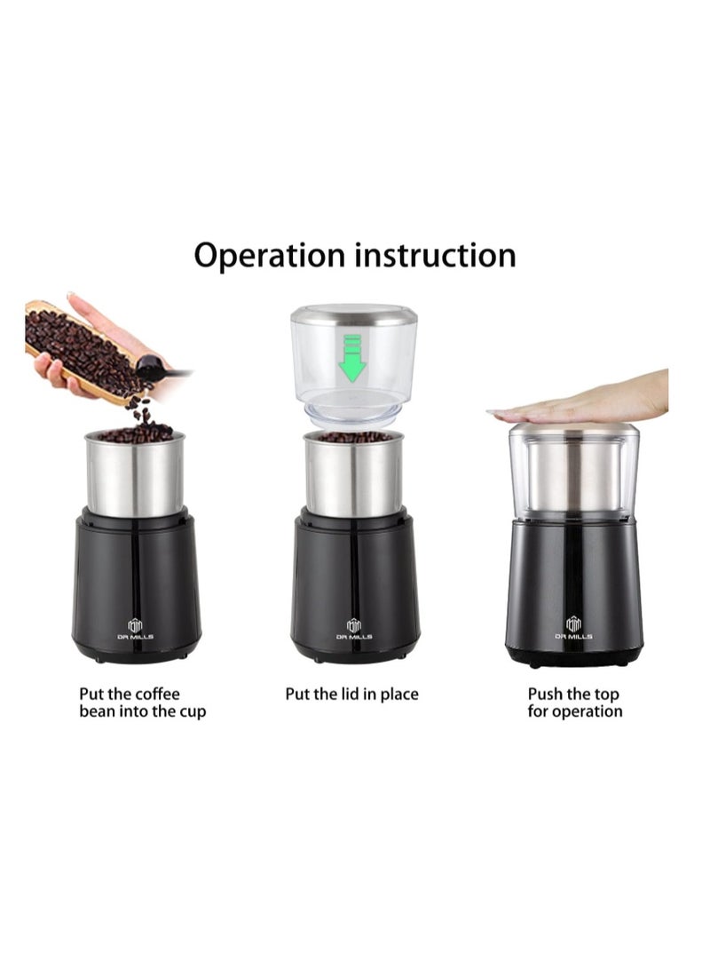 DR MILLS DM-7451 Electric coffee grinder, Dried Spice, nut, herb Grinder, detachable cup, Dishwashable, SUS304 stianlees steel - Image 4