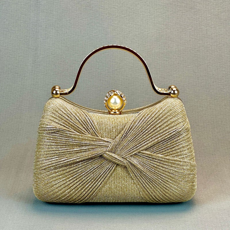 Pleated Evening Bag Women's Elegant Clutch Crossbody Shoulder Bag - Image 1