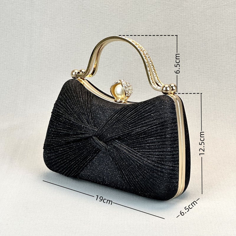 Pleated Evening Bag Women's Elegant Clutch Crossbody Shoulder Bag - Image 4