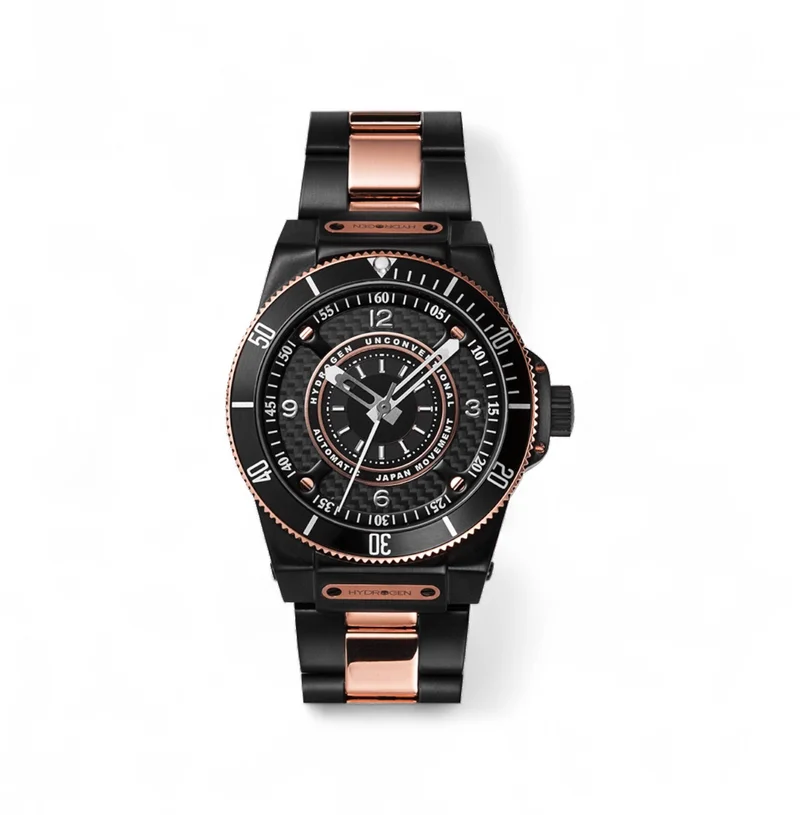 Hydrogren Sportivo Black-Rose Gold Link Watch