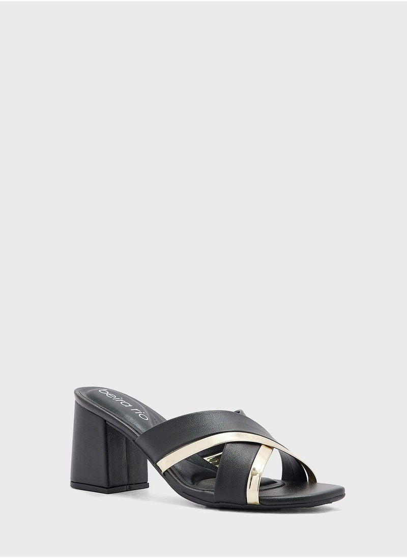 Beira Rio Cross Strap Mid Heel Sandals  - Image 2