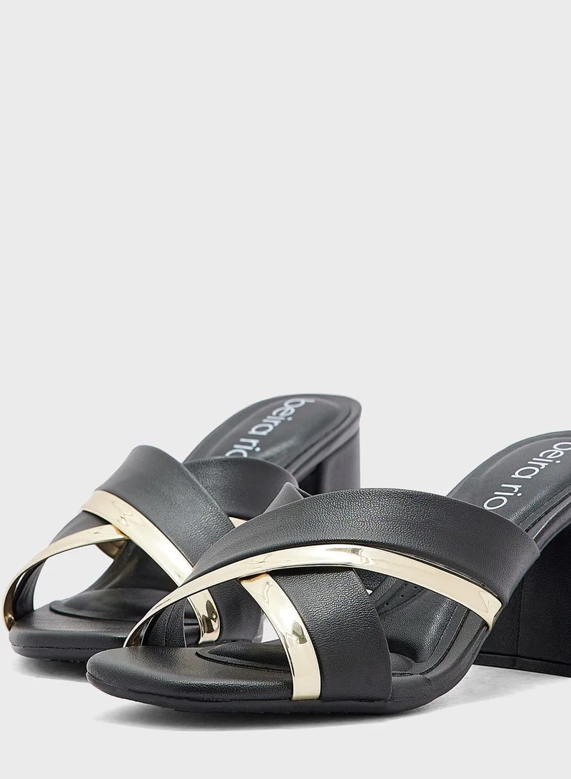 Beira Rio Cross Strap Mid Heel Sandals