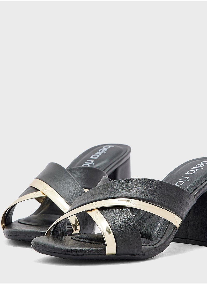 Beira Rio Cross Strap Mid Heel Sandals  - Image 4