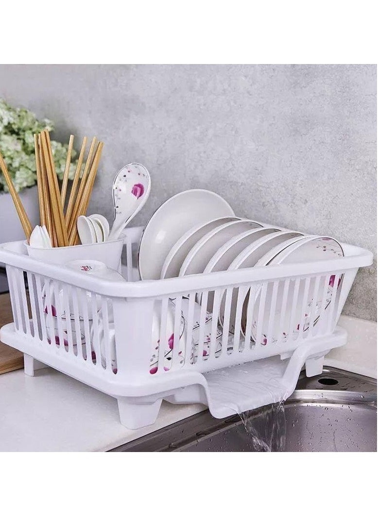 Riki Dish Rack with Drainer Base – Multi-Functional Pure Plastic Design