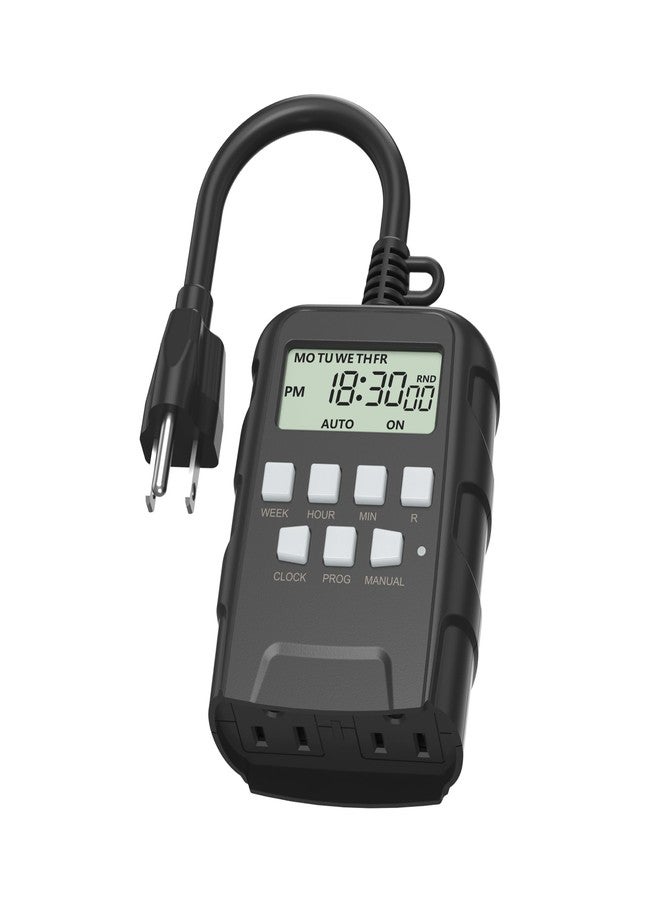 BN-LINK 7 Day Outdoor Heavy Duty Digital Programmable Timer, 125VAC, 60Hz, Dual Outlet, Weatherproof, Heavy Duty, Accurate For Lamps Ponds Christmas Lights 1875W 1/2HP ETL Listed - Image 1