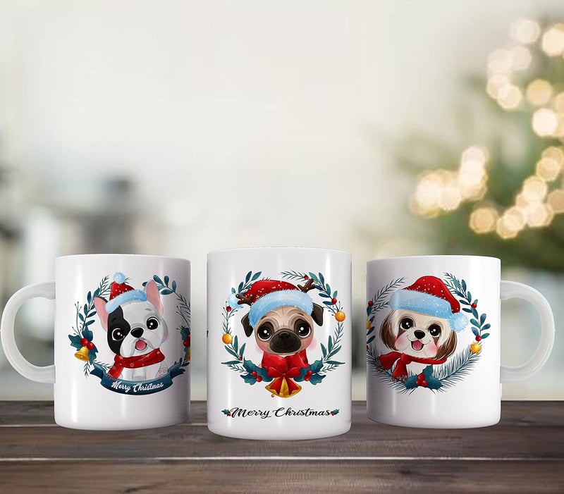 Happu Happu Printed Ceramic Coffee Mug Christmas Gifts Secret Santa Gifts 3 Cute Dog Gifts for Brother Kids Friends SoninLaw 8770WH3S  - Image 2