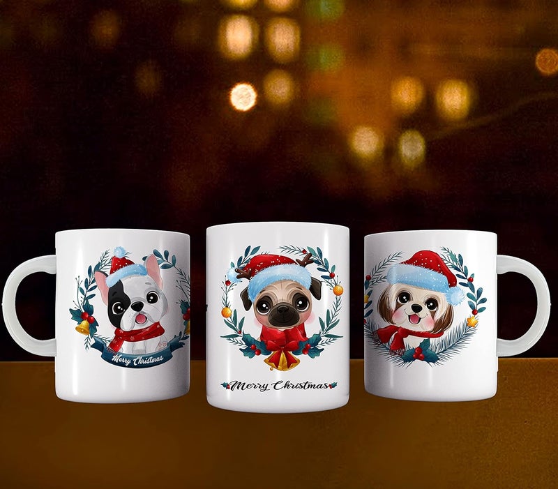 Happu Happu Printed Ceramic Coffee Mug Christmas Gifts Secret Santa Gifts 3 Cute Dog Gifts for Brother Kids Friends SoninLaw 8770WH3S  - Image 3