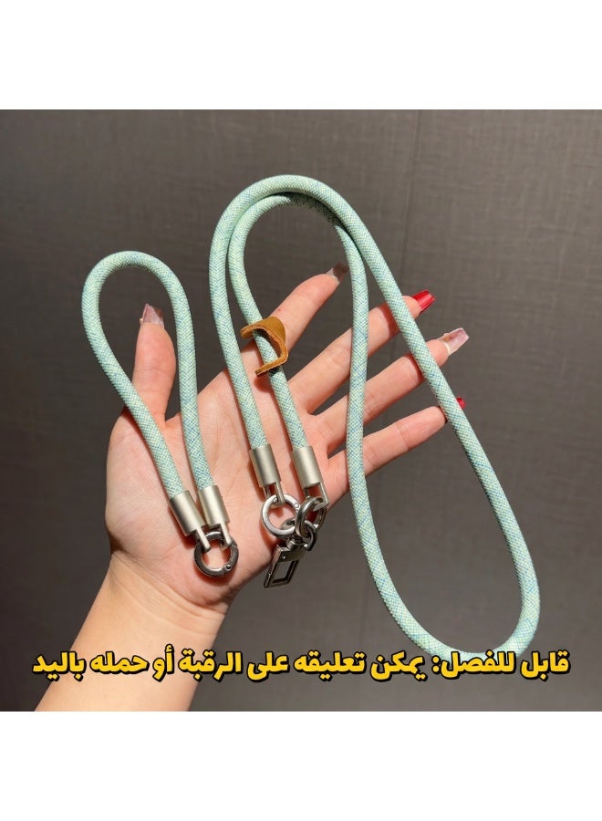 Detachable Crossbody Phone Lanyard(60cm,Green), Woven Rope Adjustable Neck & Wrist Strap with Patch Clip for All Cell Phone Cases - Image 2