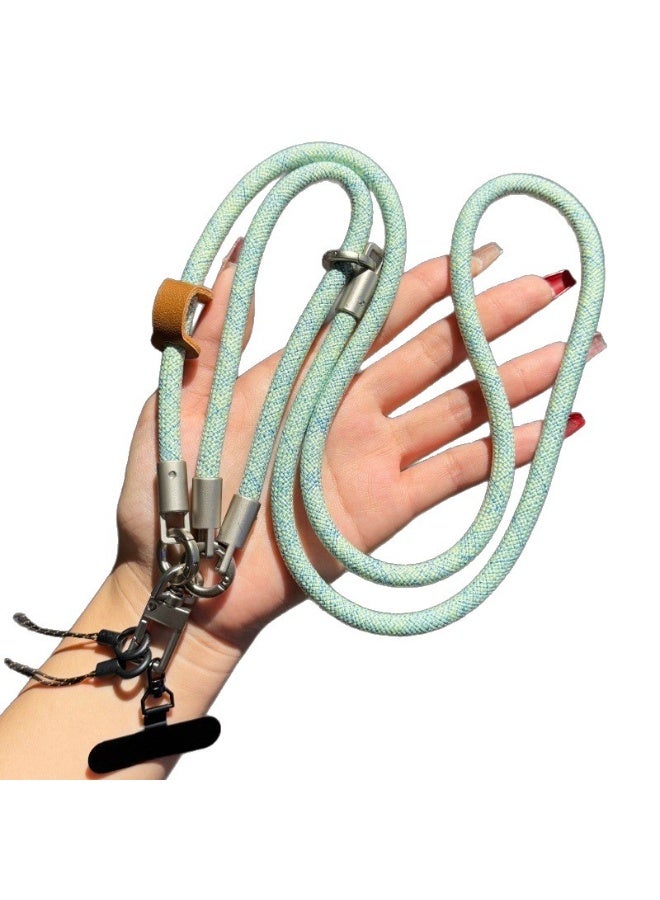Detachable Crossbody Phone Lanyard(60cm,Green), Woven Rope Adjustable Neck & Wrist Strap with Patch Clip for All Cell Phone Cases - Image 1