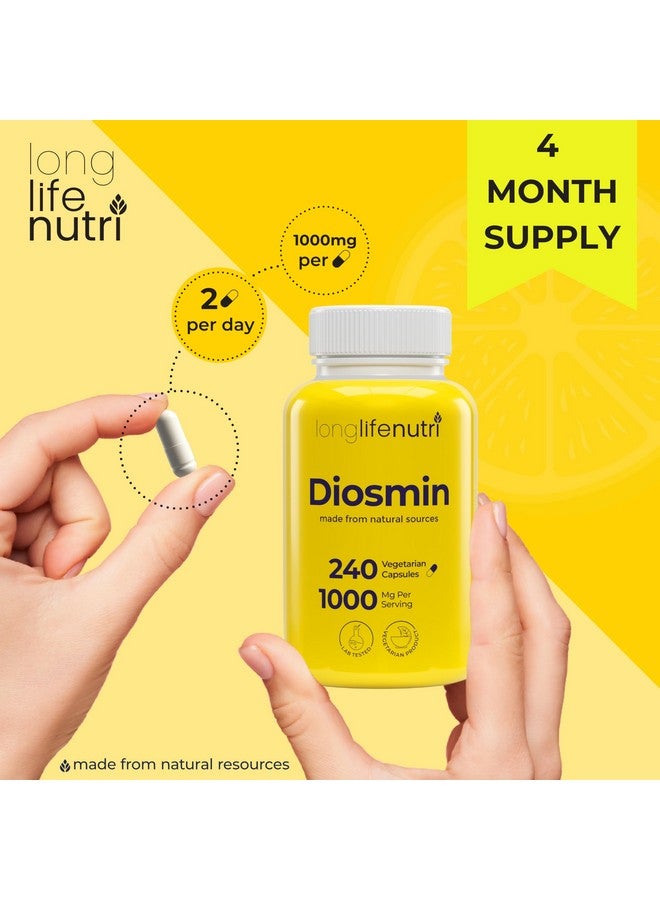 LongLifeNutri Diosmin 1000mg Advanced Formula - 240 Capsules for Circulatory Health Support, 4-Month Supply, Non-GMO, Made in USA - Daily Wellness Supplement - Image 5