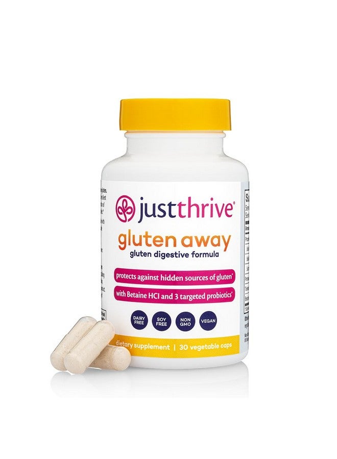Just Thrive Gluten Away - 30 Servings Digestive Enzymes + Probiotic Support for Gluten Defense - Vegan, Gut Health Supplement - Image 1