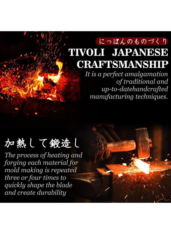 Tivoli Ulu Knife with Sheath – Full Tang Rosewood Handle, Gift Box Included, Pizza Cutter & Viking Butcher Cleaver Knife for Meat and Herbs, Great for Outdoor Cooking and Unique Japanese Gifts for Men - Image 2