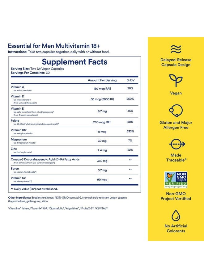 Ritual Multivitamin for Men 18+ with Zinc, Vitamin A and D3 for Immune Function Support*, Omega-3 DHA, B12, K2, Gluten Free, Non-GMO, Vegan, Mint Essenced, 30 Day Supply - Image 3