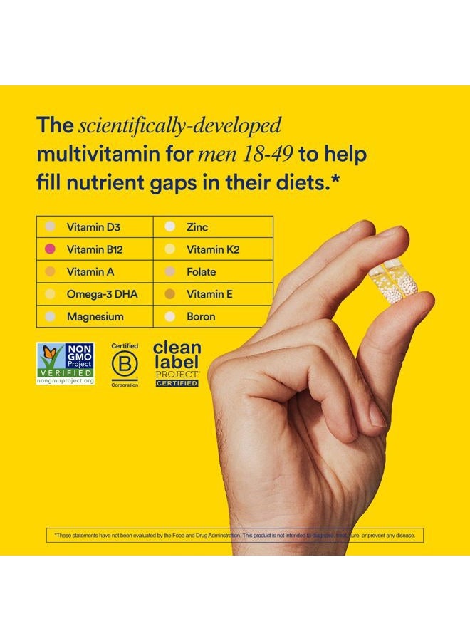 Ritual Multivitamin for Men 18+ with Zinc, Vitamin A and D3 for Immune Function Support*, Omega-3 DHA, B12, K2, Gluten Free, Non-GMO, Vegan, Mint Essenced, 30 Day Supply - Image 2