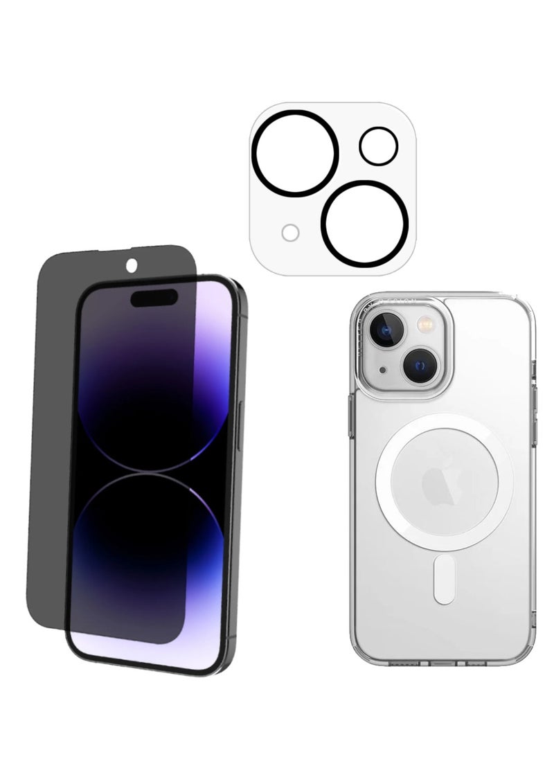 DIGI CORE - 3 Pack Full Coverage iPhone 14 Case 6.1 Inch With iPhone 14 Camera Lens Protector And iPhone 14 Privacy Screen Protector 6.1 Inch For iPhone 14 Magsafe Case - Image 1