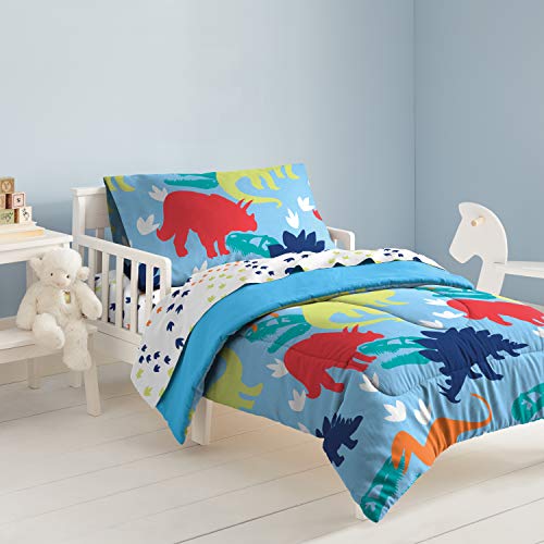 dream FACTORY - 2D742300MU Dinosaur Comforter Set, Toddler, Blue/Green/Multicolor/Orange/Red/White - Image 4
