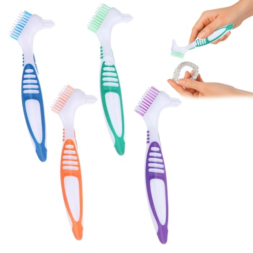 INIMAGINE 4 Pcs Denture Cleaning Brush Set Soft Brush for Teeth Retainer Cleaner Multi-Color Denture Toothbrushes Teeth Cleaner for Effective Teeth Cleaning ﻿ - Image 1