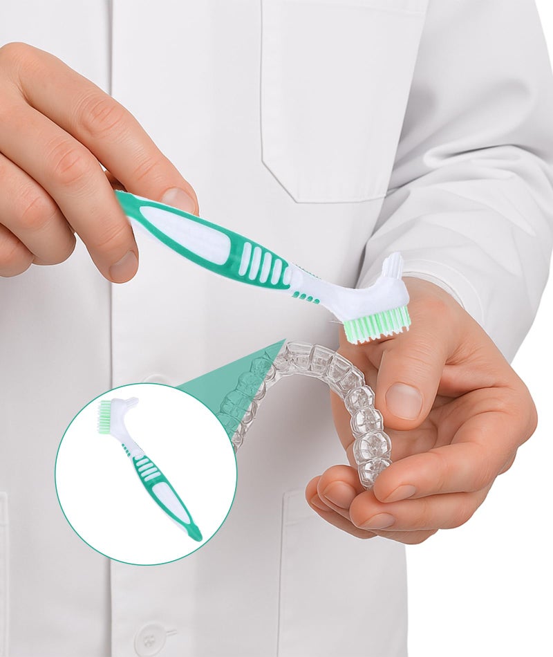 INIMAGINE 4 Pcs Denture Cleaning Brush Set Soft Brush for Teeth Retainer Cleaner Multi-Color Denture Toothbrushes Teeth Cleaner for Effective Teeth Cleaning ﻿ - Image 4