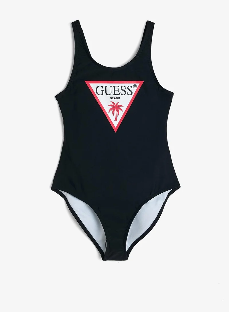 Guess Jet Black A996 Youth Logo One Piece Swimsuit for Women | Best Price UAE