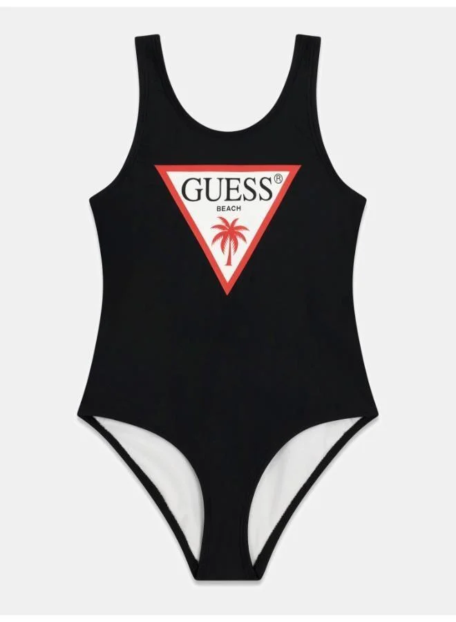Guess Jet Black A996 Youth Logo One Piece Swimsuit for Women | Best Price UAE