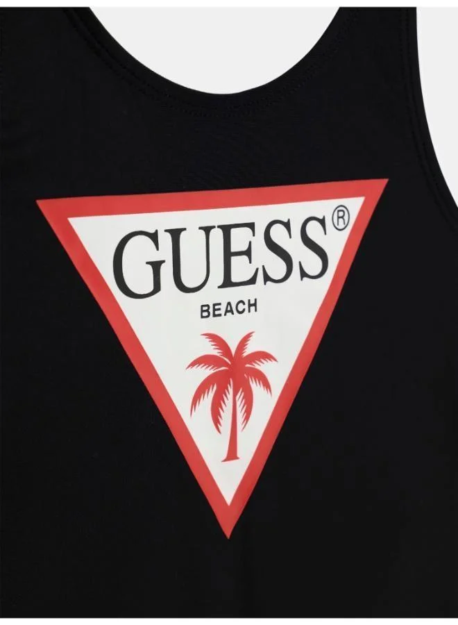 Guess Jet Black A996 Youth Logo One Piece Swimsuit for Women | Best Price UAE