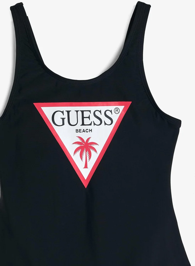 Guess Jet Black A996 Youth Logo One Piece Swimsuit for Women | Best Price UAE