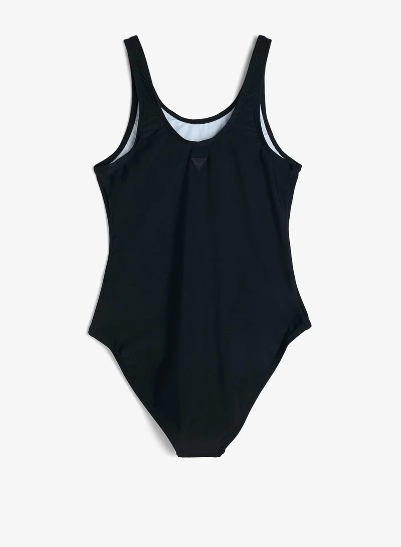 Guess Jet Black A996 Youth Logo One Piece Swimsuit for Women | Best Price UAE