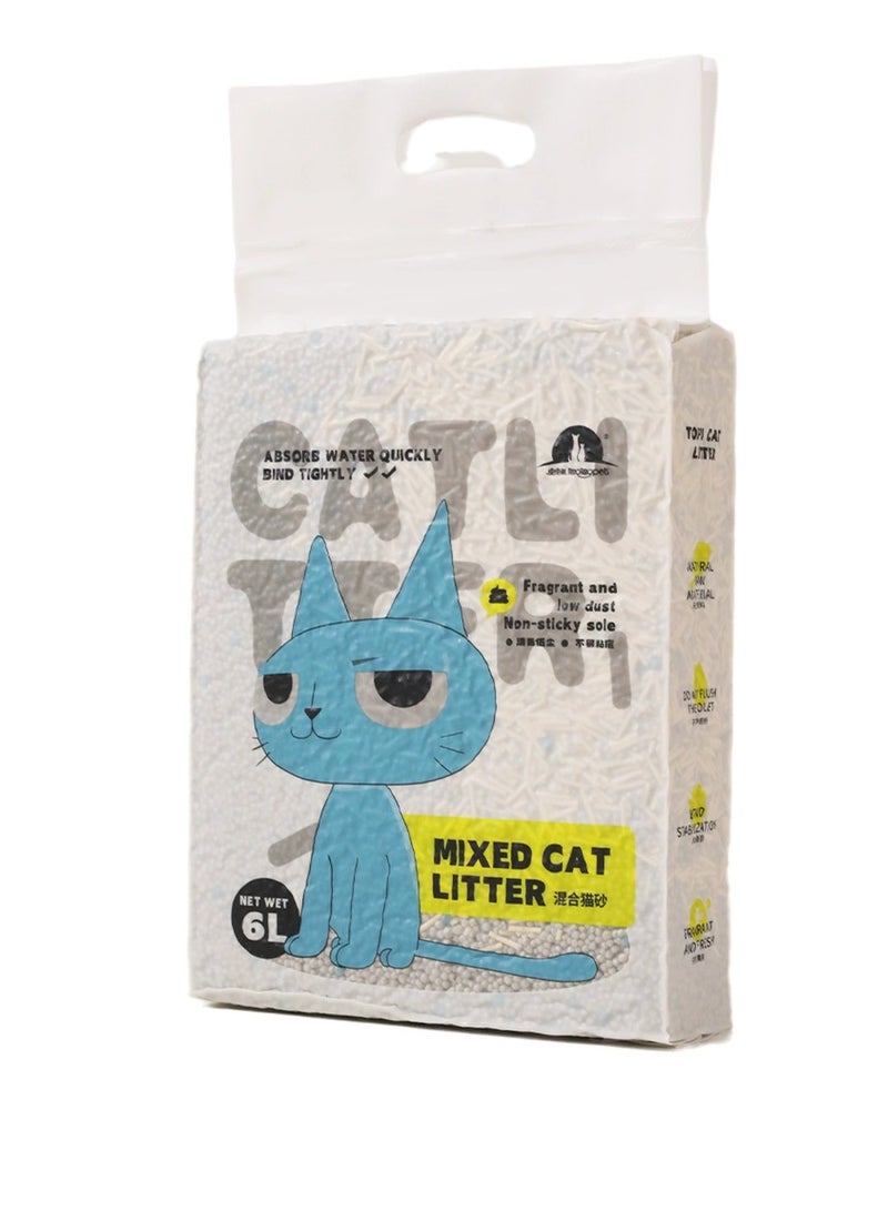Mixed Cat Litter, Anti-Odor Clumping Cat Litter Pellets, Low Dust Super Absorbent Litter, Plant Degradable, Low Tracking ( Bentonite original  6L) - Image 1