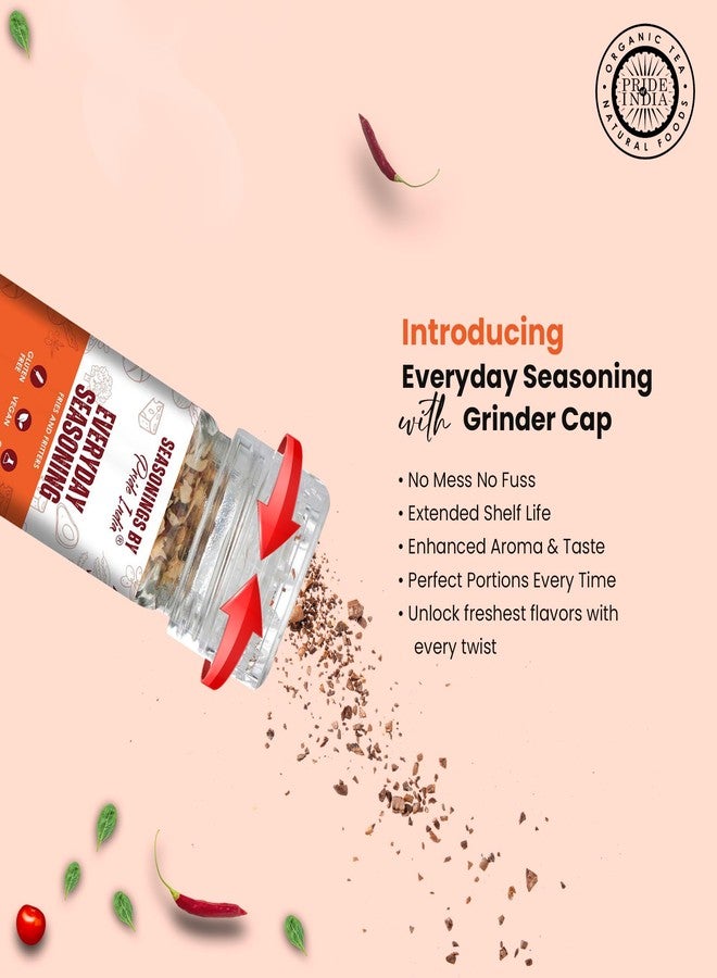 Pride of India Everyday Seasoning | Tangy Spicy All Purpose Mix for Chicken Vegetables Mushrooms Fritters | Non-Bioengineered Vegan Gluten Free | Convenient Grinder Cap Jar - 2.3 oz (65 gm) - Image 4
