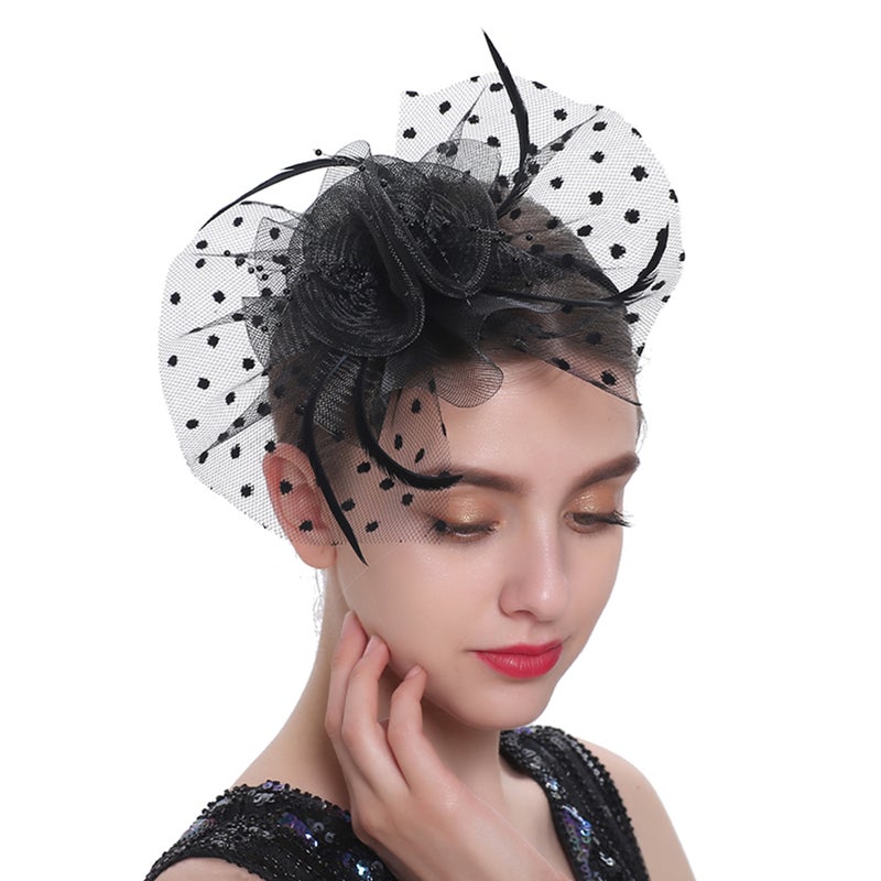 Vintage Fascinator Hat Mesh Headband Party Headwear for Halloween Party - Image 1