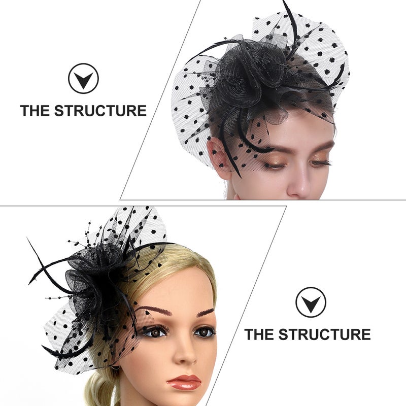 Vintage Fascinator Hat Mesh Headband Party Headwear for Halloween Party - Image 3